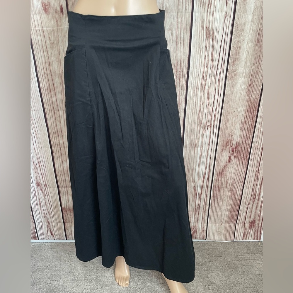 Cambridge Dry Goods Classic 100% Cotton Black Versatile Maxi Skirt Vintage 12